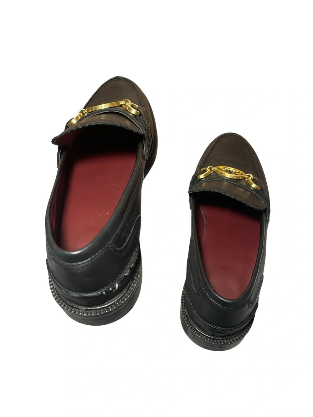 Ted Baker Black Leather Womens Horsebit Loafers with Gold Accent - Picture 2 of 5